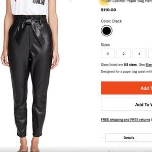 BB Dakota Vegan Leather Paper Bag Pants - 0